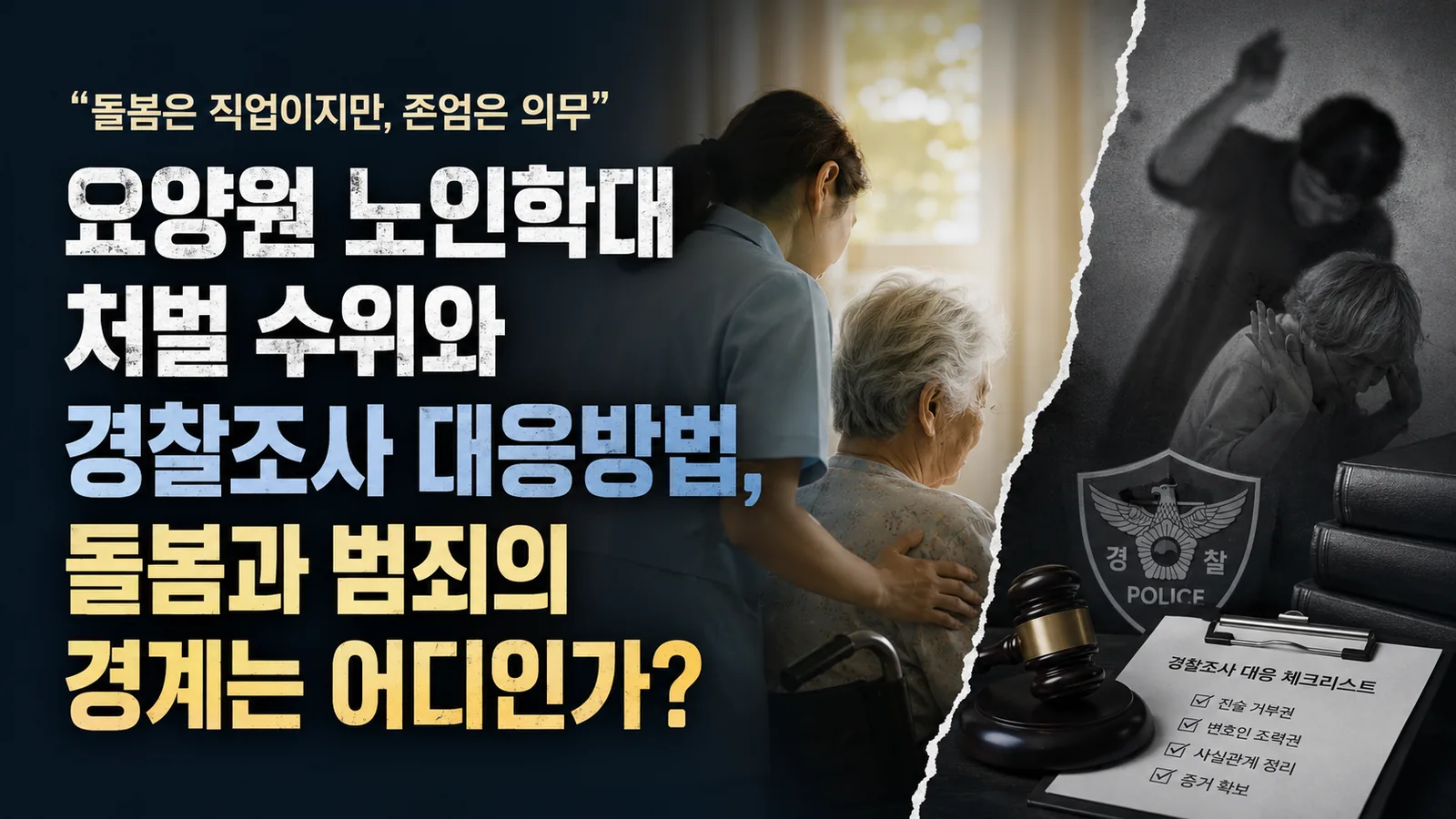 [칼럼] "돌봄은 직업이지만, 존엄은 의무" 요양원 노인학대 처벌 수위와 경찰조사 대응방법, 돌봄과 범죄의 경계는 어디인가?