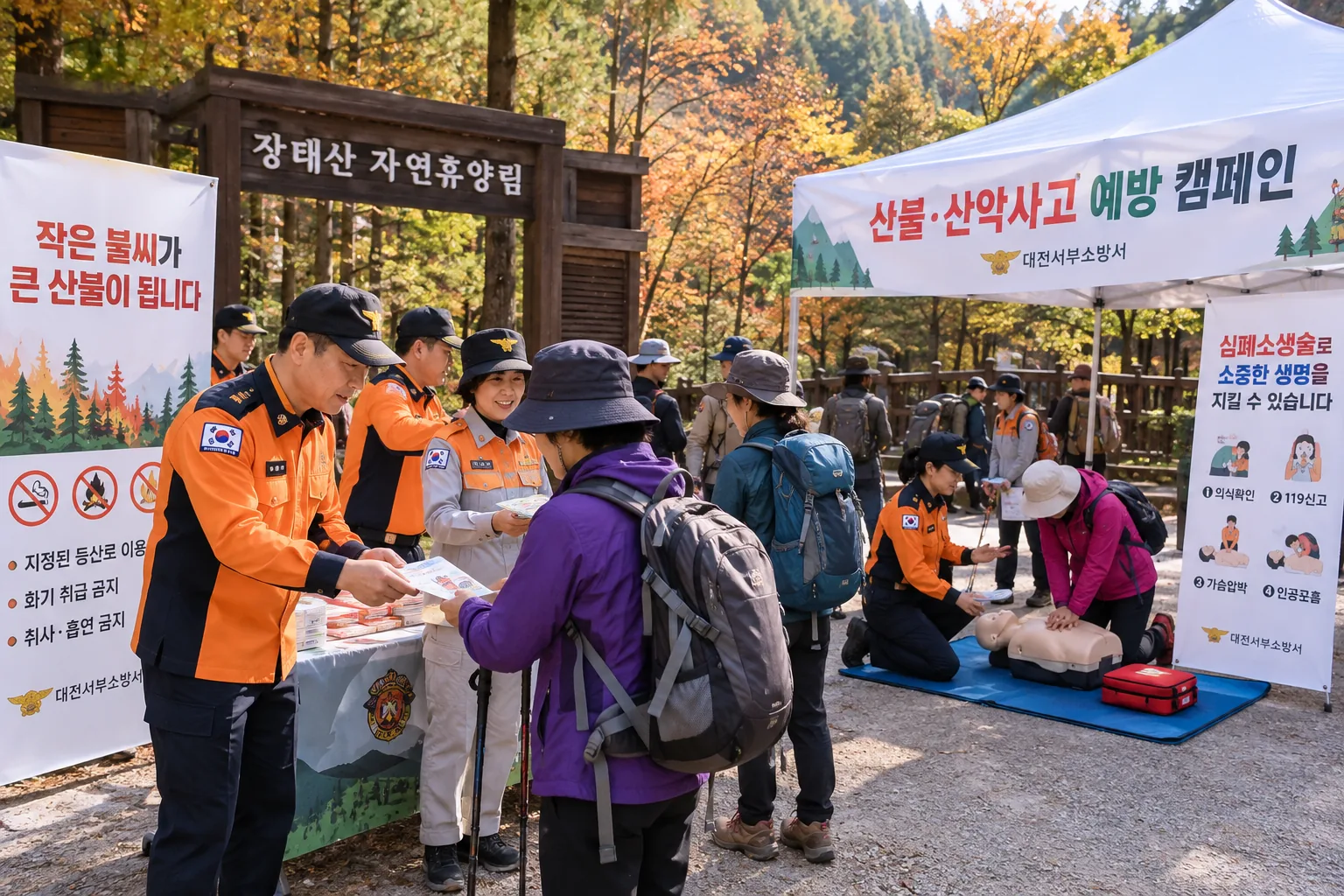 대전서부소방서, 장태산서 산불·산악사고 예방 캠페인